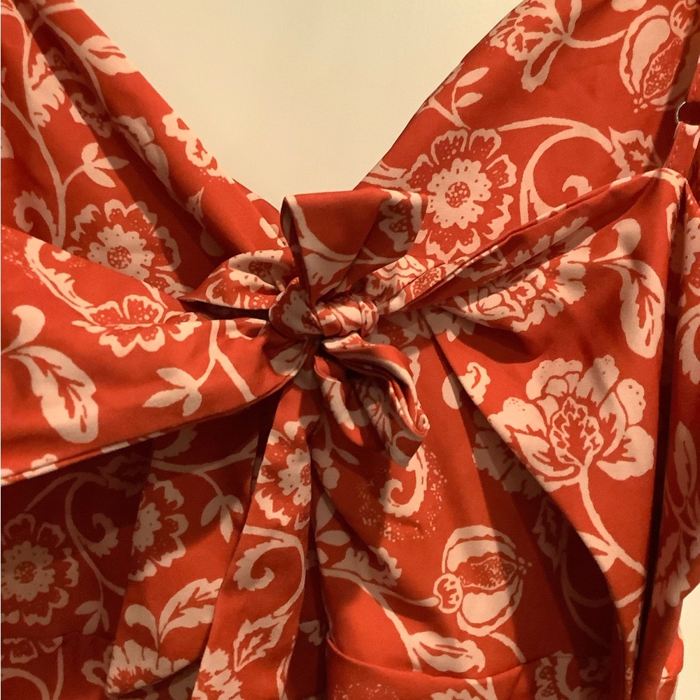 Orange Floral Twist front Maxi Dress - Picture 3 of 8